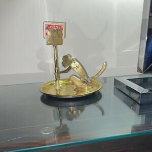 Vintage Brass Monkey Cigar Cutter with Matchbook Holder and Ashtray